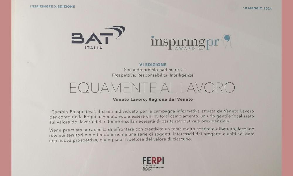 Premio InspiringPR Equamente al lavoro
