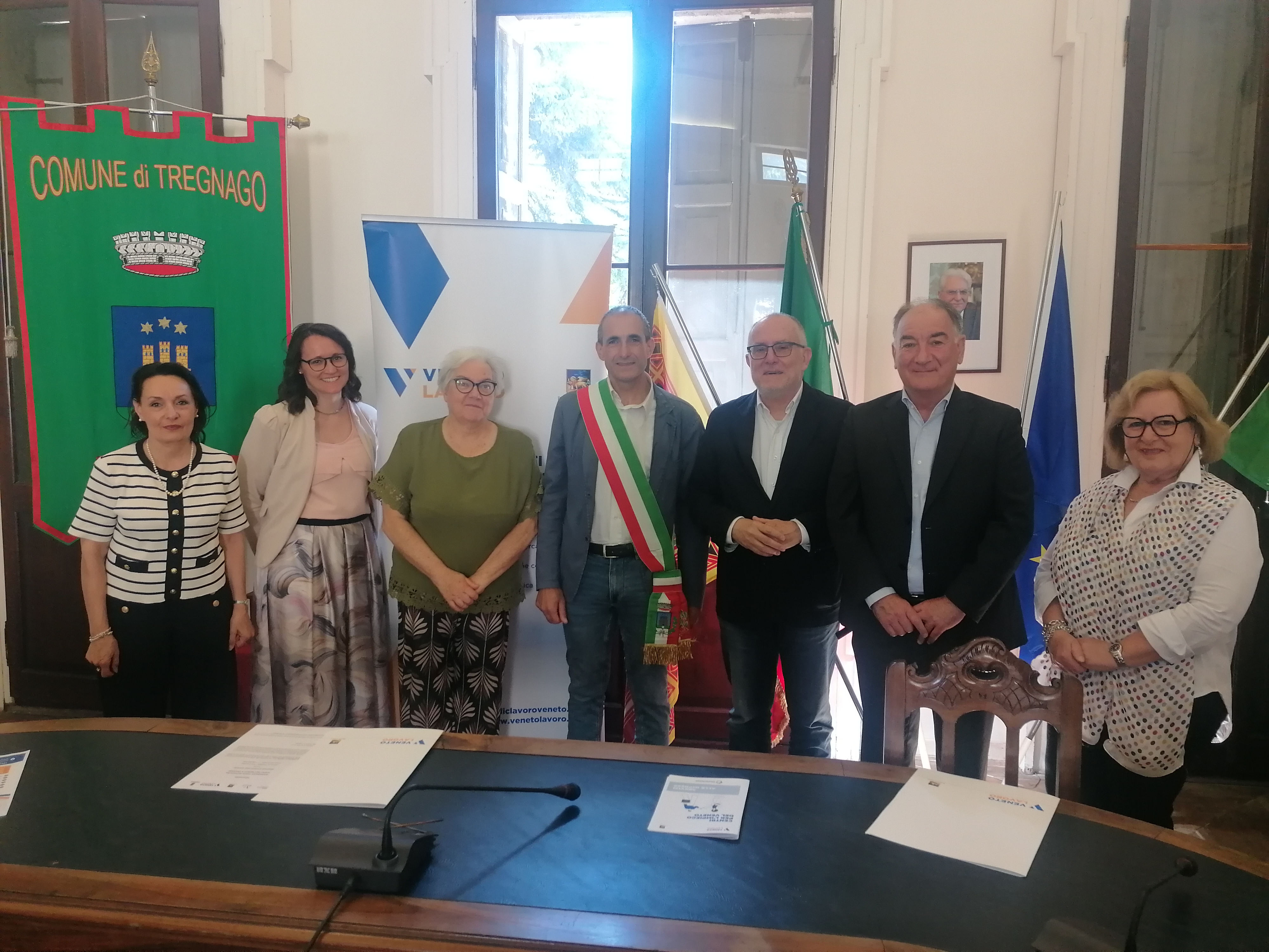 Conferenza stampa recapito CPI Tregnago Pagliarin, Santellani, Barone e amministraotri locali