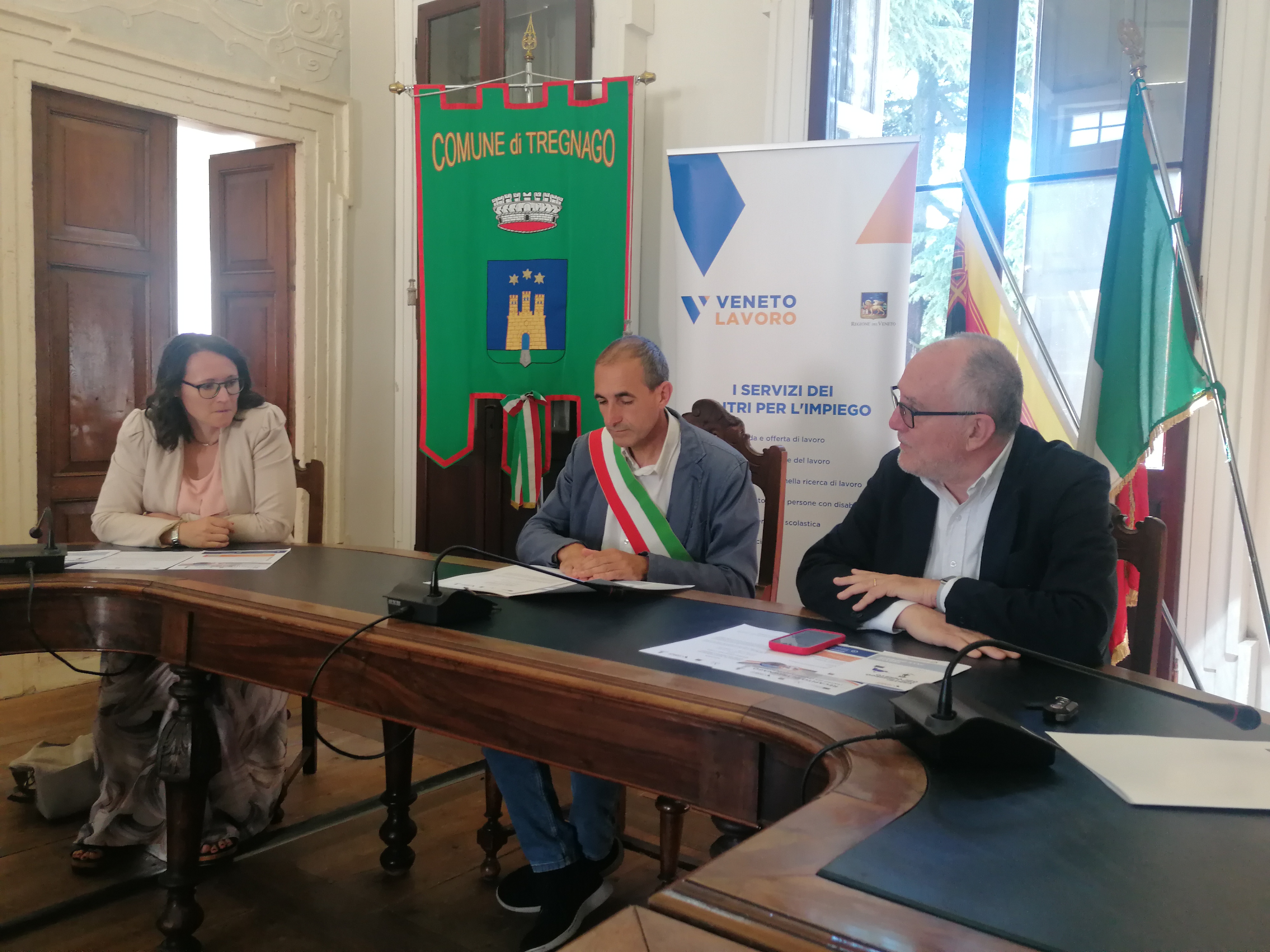 Conferenza stampa recapito CPI Tregnago Pagliarin, Santellani e Barone
